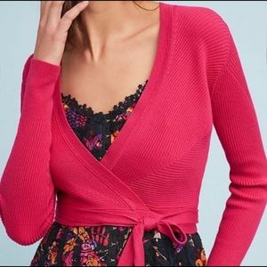 Anthropologie Moth Pink Cropped Ballet Wrap Top